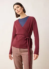Cardigan i omslagsmodell med merinoull, bonprix