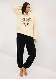 Loungewear-joggedress i pilé med fleecebukse, bonprix