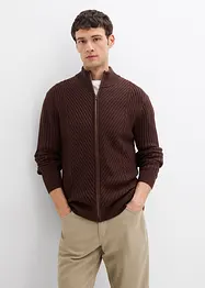 Ribbet strikkejakke av bomullsmiks, bonprix