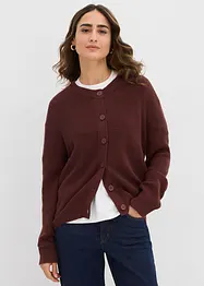 Finstrikket cardigan med rund hals, bonprix