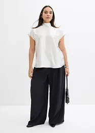 Satengbluse med rund hals, bonprix