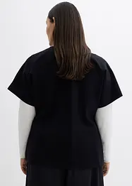 Behagelig vest i Punto di Roma-materiale med pynteknapp, bonprix