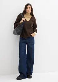 Strikket genser med V-hals, bonprix