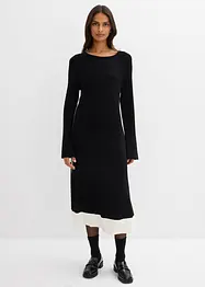 Strikket kjole i viskosemiks med kontrastdetaljer, bonprix