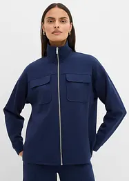 Sweatshirt med glidelås i lett viskosemiks med glans, bonprix