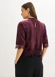 Fløyelstopp med blonder, bonprix