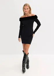 Strikketkjole med fuskepels-besetning, bonprix