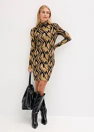 Strikkekjole i figurnær modell med ståkrage, bonprix