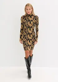 Strikkekjole i figurnær modell med ståkrage, bonprix