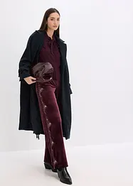 Vid bukse i myk fløyel med blondeinnfelling, bonprix