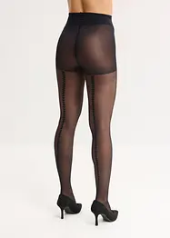 Strømpebukse med komfortlinning, hjerter bak på bena og resirkulert polyamid, 30 den, bonprix