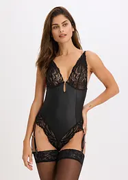 Body med blonder og avtagbar strømpeholder, bonprix