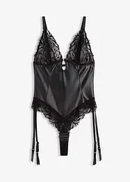 Body med blonder og avtagbar strømpeholder, bonprix