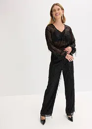 Paljettbluse med frynser, bonprix