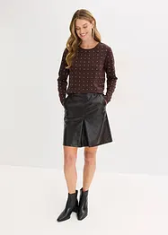 Skjørt av imitert lakkskinn med folde, bonprix