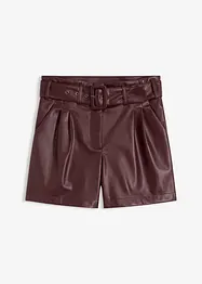 Shorts i imitert skinn med belte, bonprix