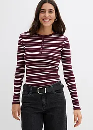 Ribbet, langermet topp av økologisk bomullsmiks, bonprix