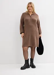 Kort strikkekjole med knappestolpe, bonprix