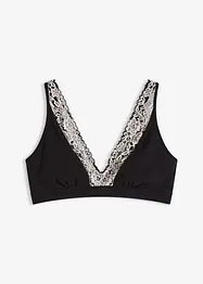 Bralette uten bøyle med økologisk bomull og blonde, bonprix