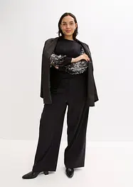 Finstrikket genser med paljettermer, bonprix