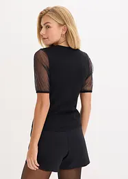 Finstrikket genser med innfelling i mesh, bonprix