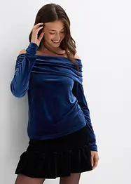 Off shoulder-topp i myk fløyel, bonprix