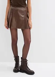 Kort skjørt i imitert skinn med motfolder, bonprix