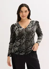 Langermet topp av Dévoré-fløyel, bonprix