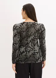 Langermet topp av Dévoré-fløyel, bonprix