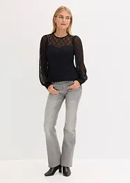 Langermet topp med blonder, bonprix