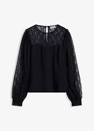 Langermet topp med blonder, bonprix