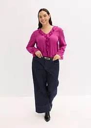 Bluse med volanger, bonprix