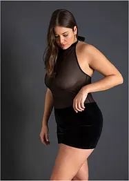 Halterneck-kjole med fløyel, bonprix