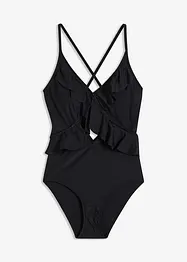Badedrakt med cut out og volanger, bonprix