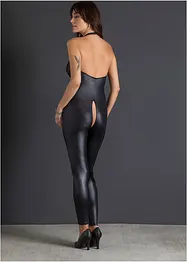Catsuit ouvert i wetlook, bonprix