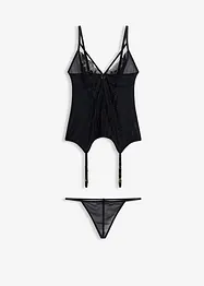 Korsett med strømpeholdere og stringtruse (2-delt sett), bonprix