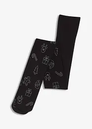 Strømpebukse med glitterprint i jule-look, bonprix