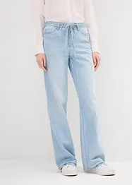 Wide Leg-jeans, Mid Waist, med belte, bonprix