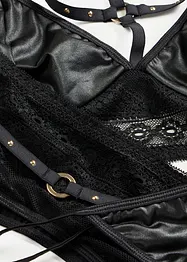 Bralette + stringtruse + stroppeholder i wetlook (3-delt sett), bonprix