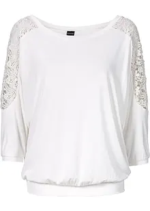 Oversized topp i viskosemiks med blonder, bonprix