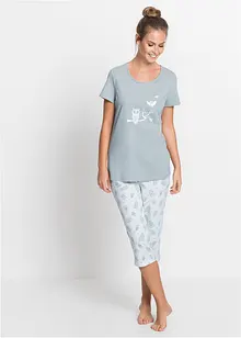 Capri pyjamas med korte ermer, bonprix