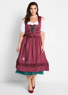 Dirndl med sateng-forkle med broderier (2-delt sett), bonprix