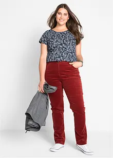 Kordfløyelsbukse med stretch, Straight, bonprix