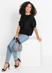 Finstrikket genser i bomullsmiks, bonprix