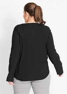 Viskosebluse med V-hals, lange ermer, bonprix