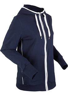 Avslappet basic sweatjakke med hette og dekorativt trykk Avslappet basic sweatjakke med hette og dekorativt trykk
