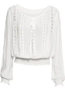 Slip on-bluse med Crochet-blonde, bonprix