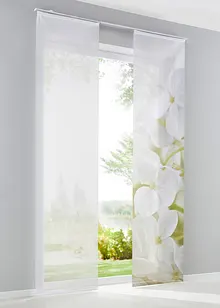 Panelgardiner med orkidé og ensfarget (2-delt sett), bonprix