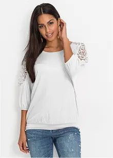 Oversized topp i viskosemiks med blonder, bonprix