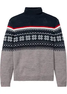 Genser med rullekrage og koftemønster, bonprix
